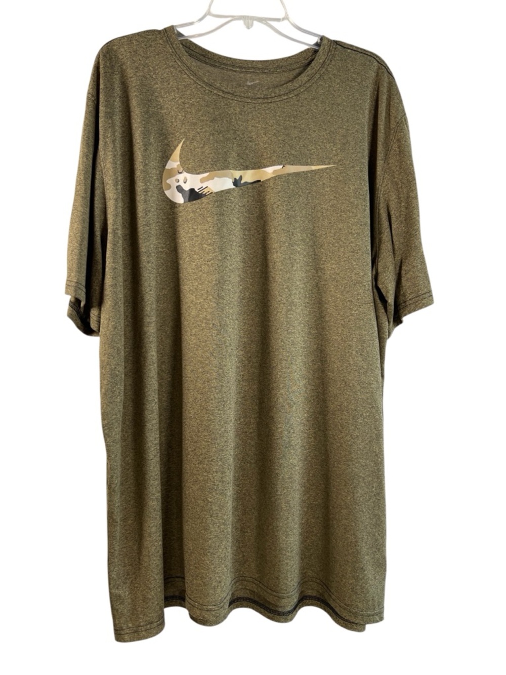 Nike Men's Olive Green Dri-FIT Camo Swoosh T-Shirt Sz 3XL-T